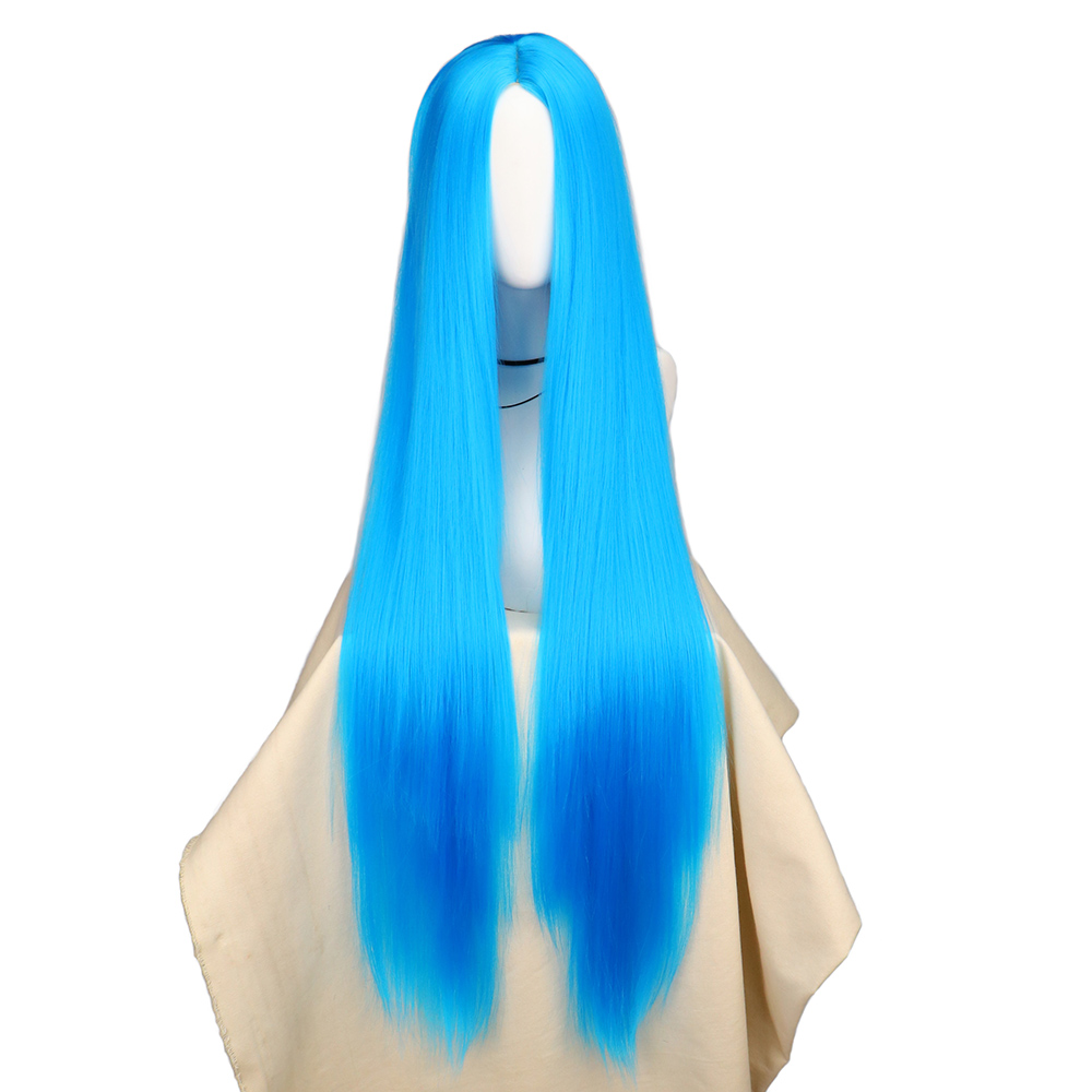 Anime Cosplay Blue Hair - QQXCAIW 코스프레 100cm 긴 파란색 합성