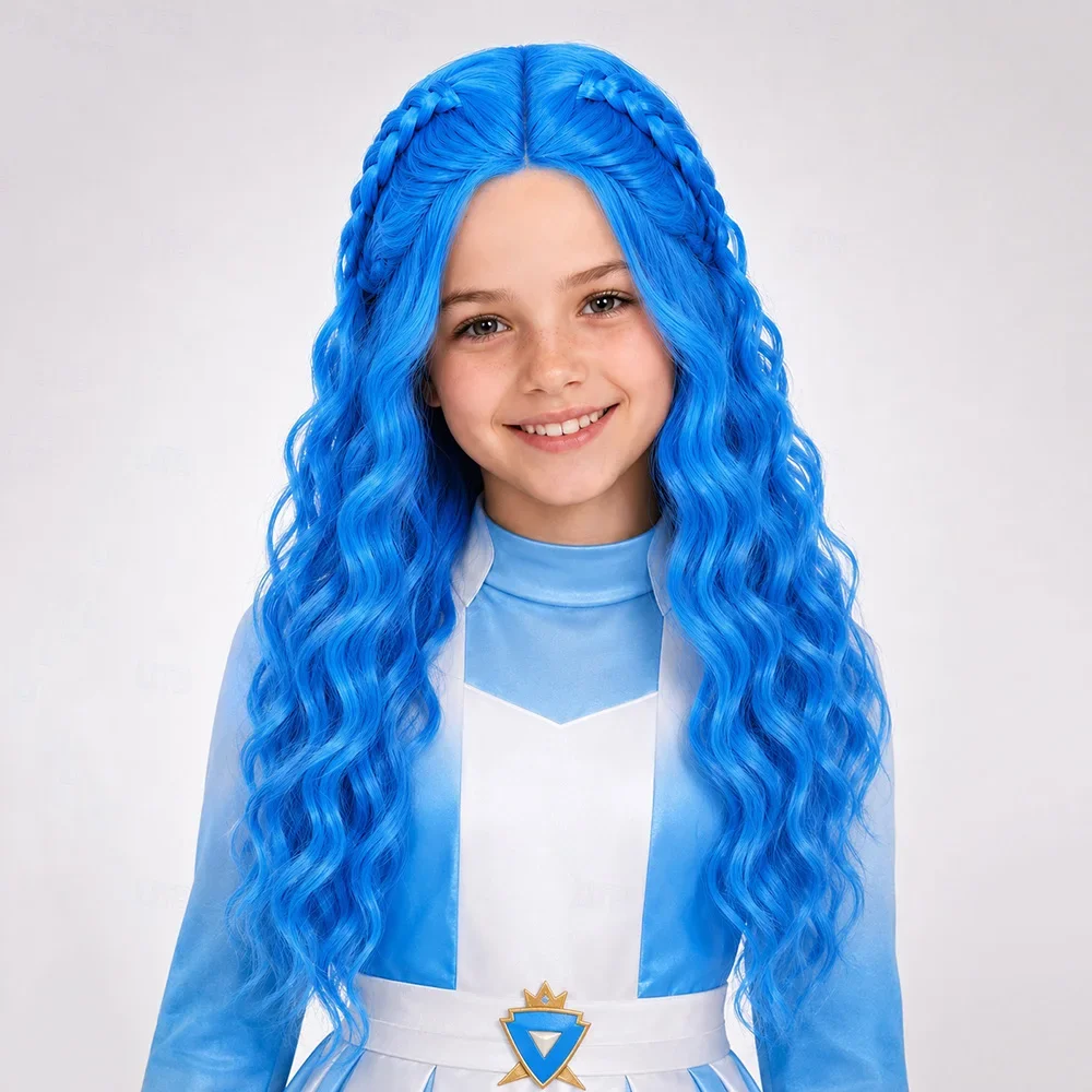 인조 모발로 만든 긴 웨이브 스타일의 파란색 땋은 가발 - Anime Cosplay Blue Hair 리뷰 및 가격