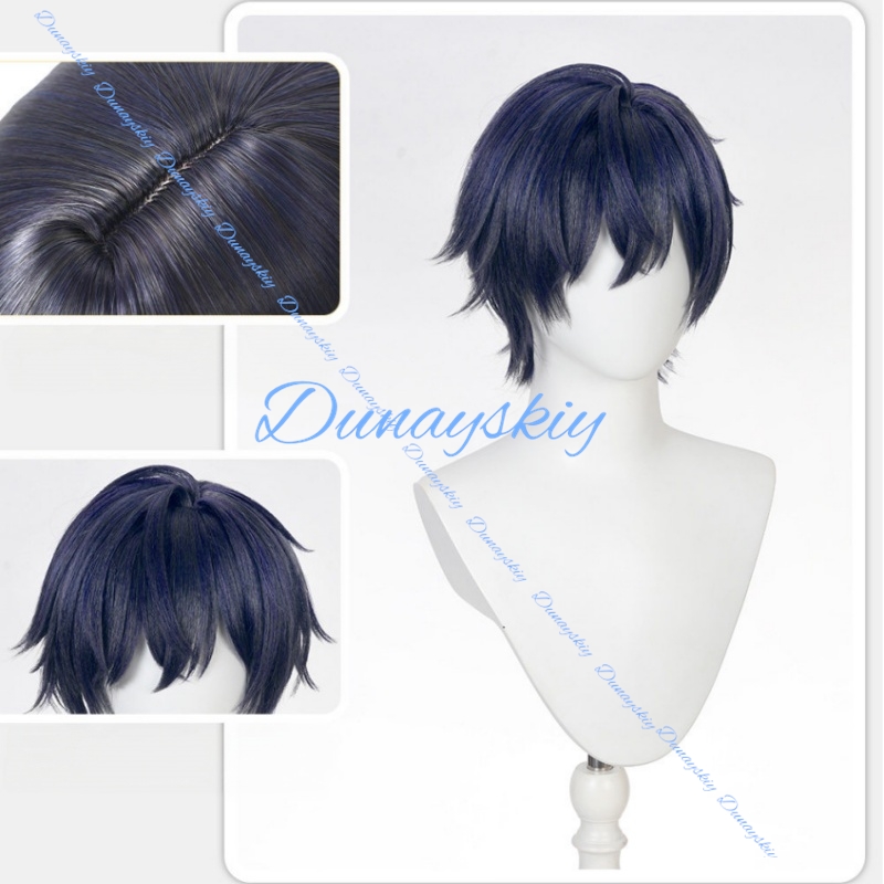 원신 임팩트 발레리 코스프레 가발, 짙은 파란색과 보라 - Anime Cosplay Blue Hair 리뷰 및 가격