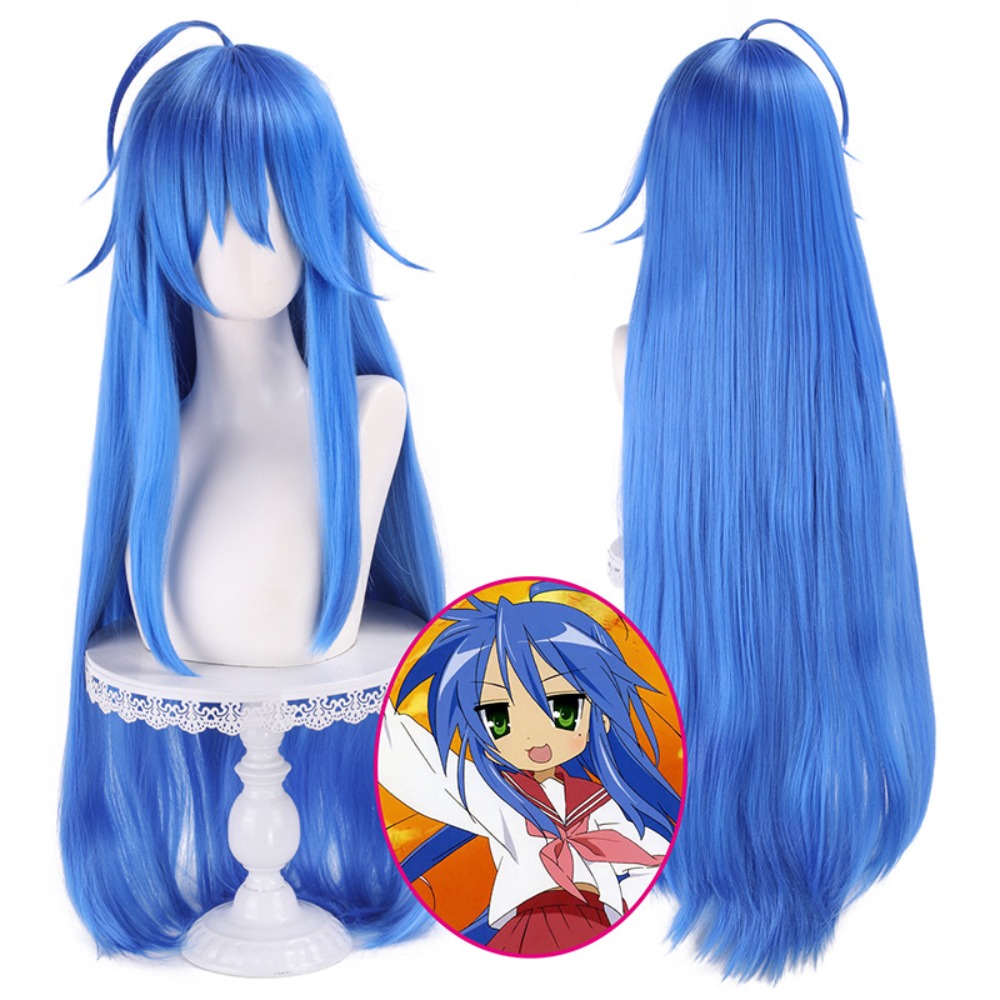 애니메이션 럭키 스타 카나에 이즈미 코스프레 가발 합성 - Anime Cosplay Blue Hair 리뷰 및 가격